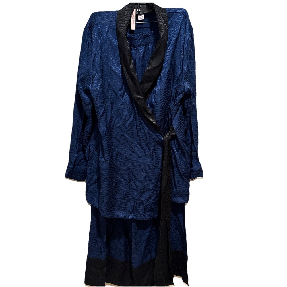 NWT VICTORIA'S SECRET 1‎ PC ZEBRA ANIMAL PRINT Robe Pants LOUNGE WEAR BLUE Sz M